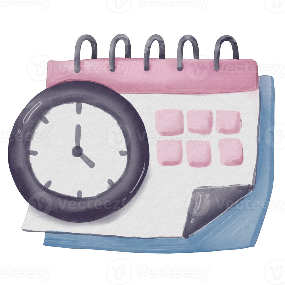 watercolor time and calendar png