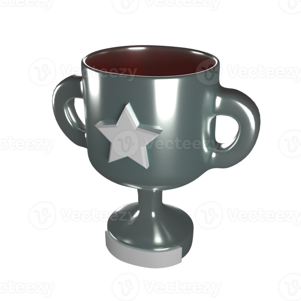 Silver trophy 3D icon png