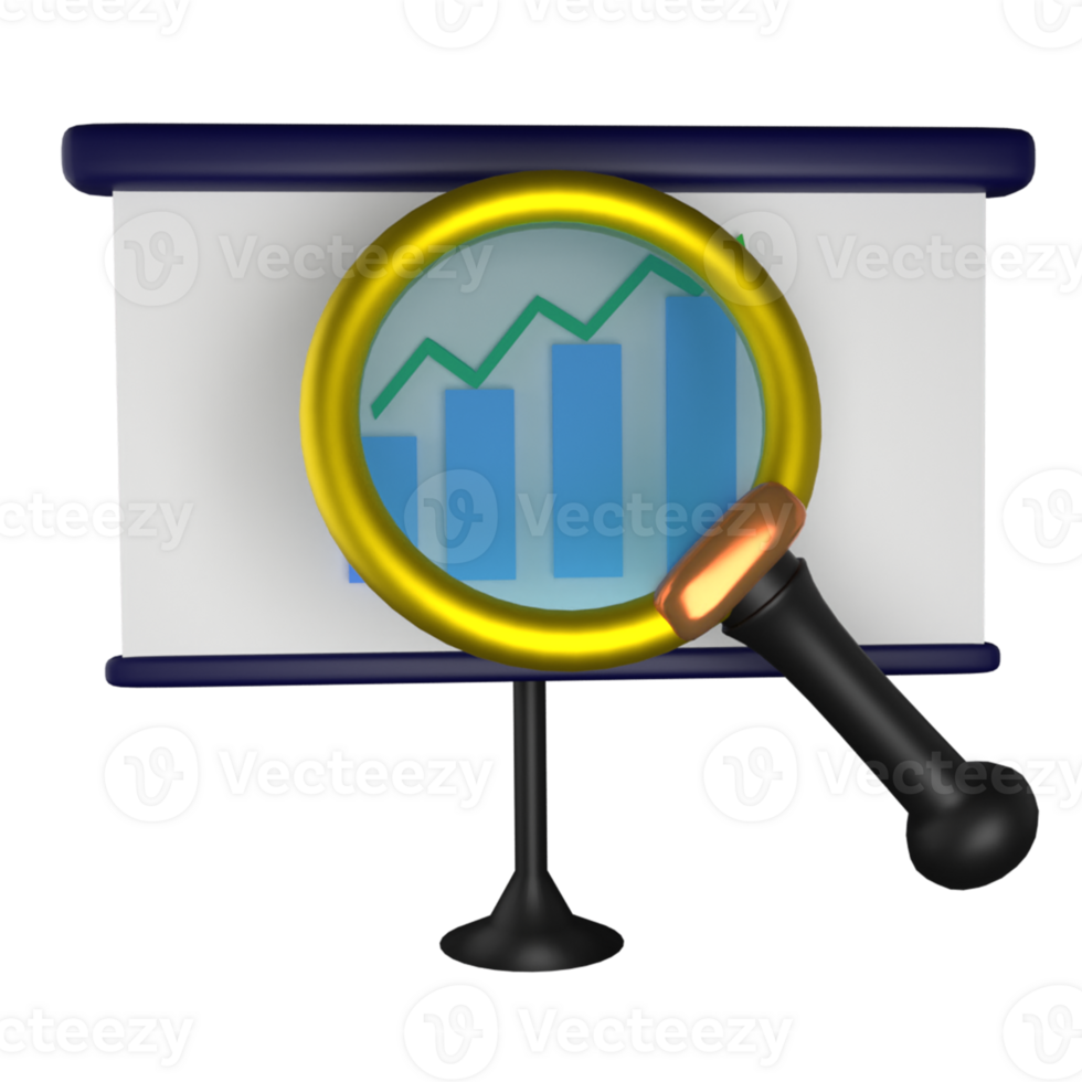 Chart Magnifying 3D icon png