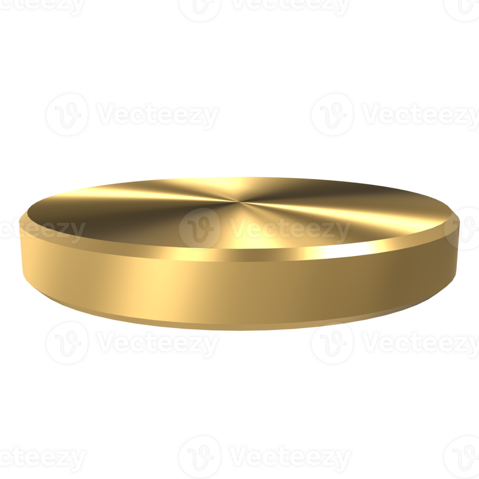 oro podio nel geometrico forma per vincitore e Prodotto Schermo. oro podio per Prodotto presentazione. 3d interpretazione illustrazione png