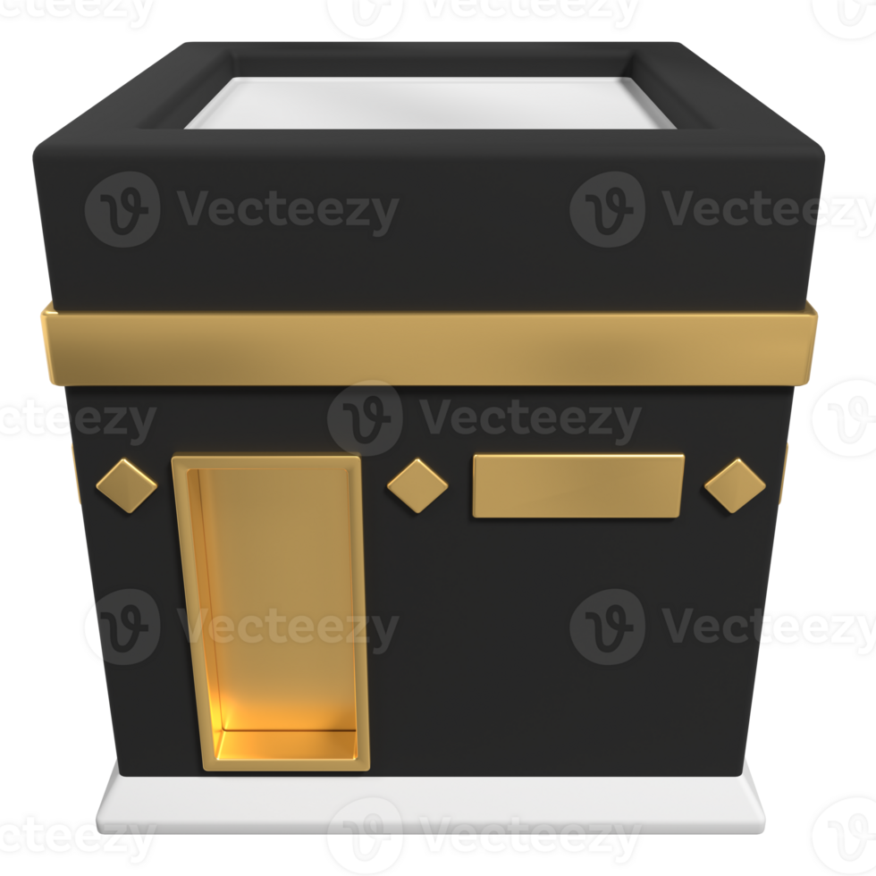 Kaaba holy place for muslims in 3d illustration. Kaaba concept of islamic celebration eid al adha or hajj. Kaaba 3d icon design png