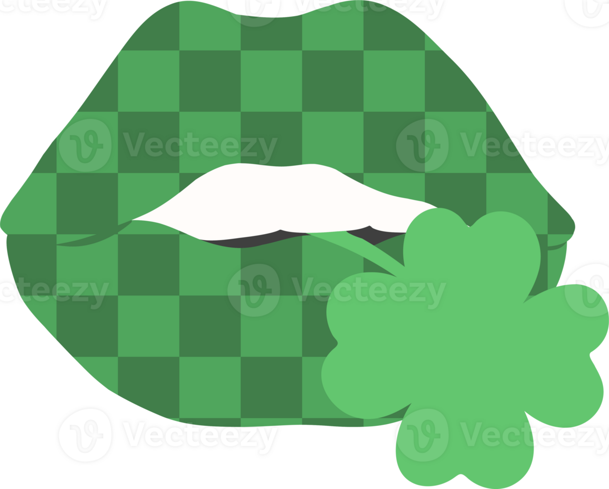 St Paticks day lips with clover leaf png