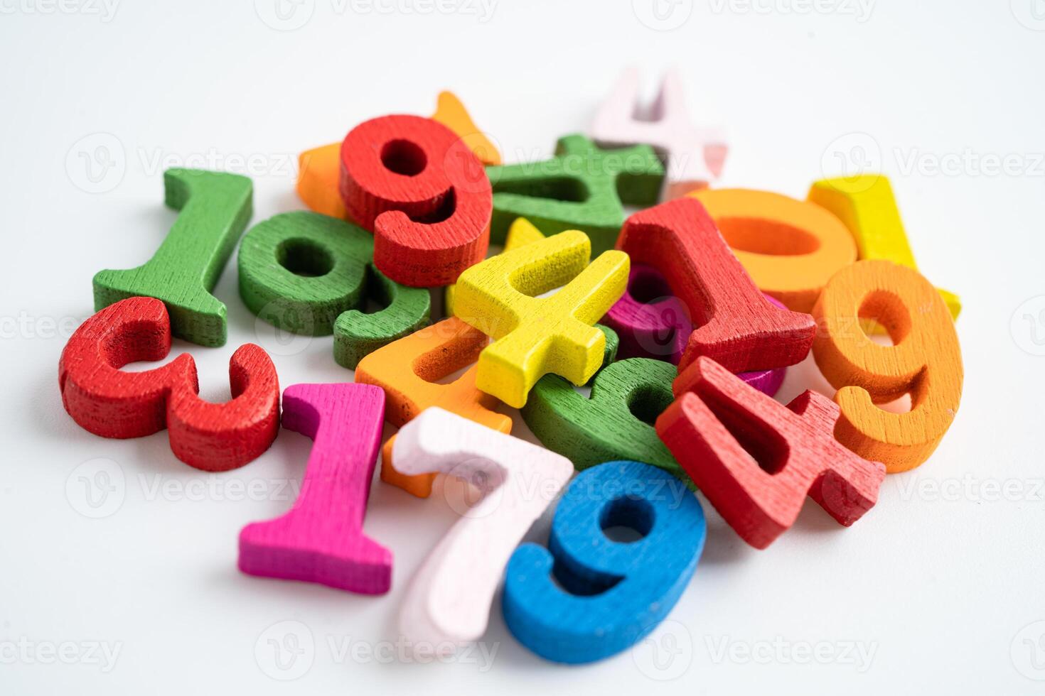 Math number colorful on white background, education study mathematics learning teach concept. photo