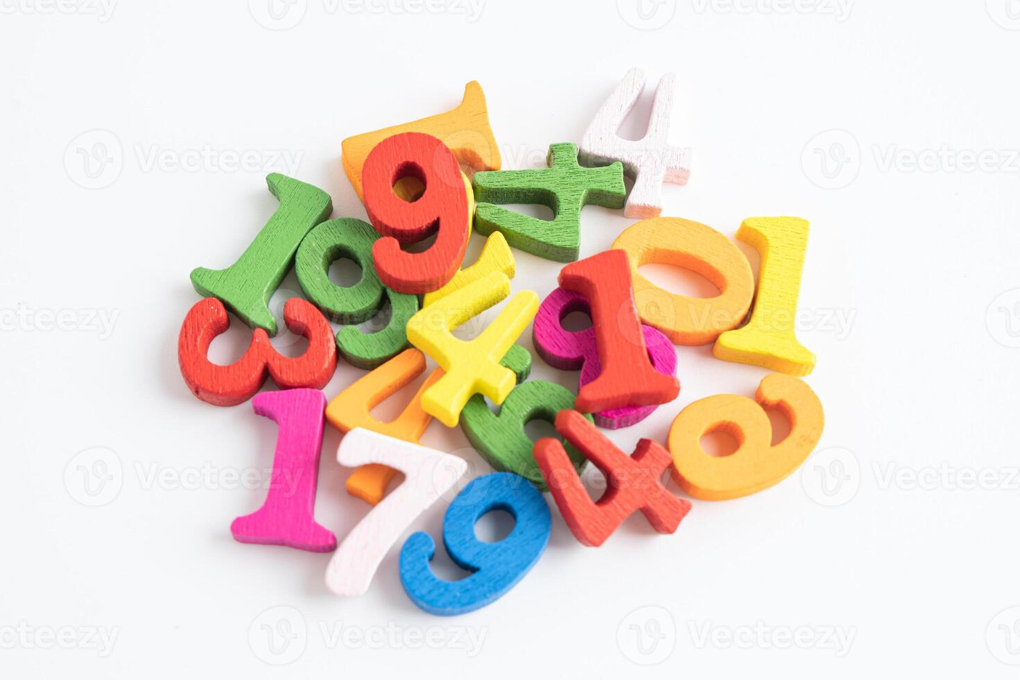 Math number colorful on white background, education study mathematics learning teach concept. photo