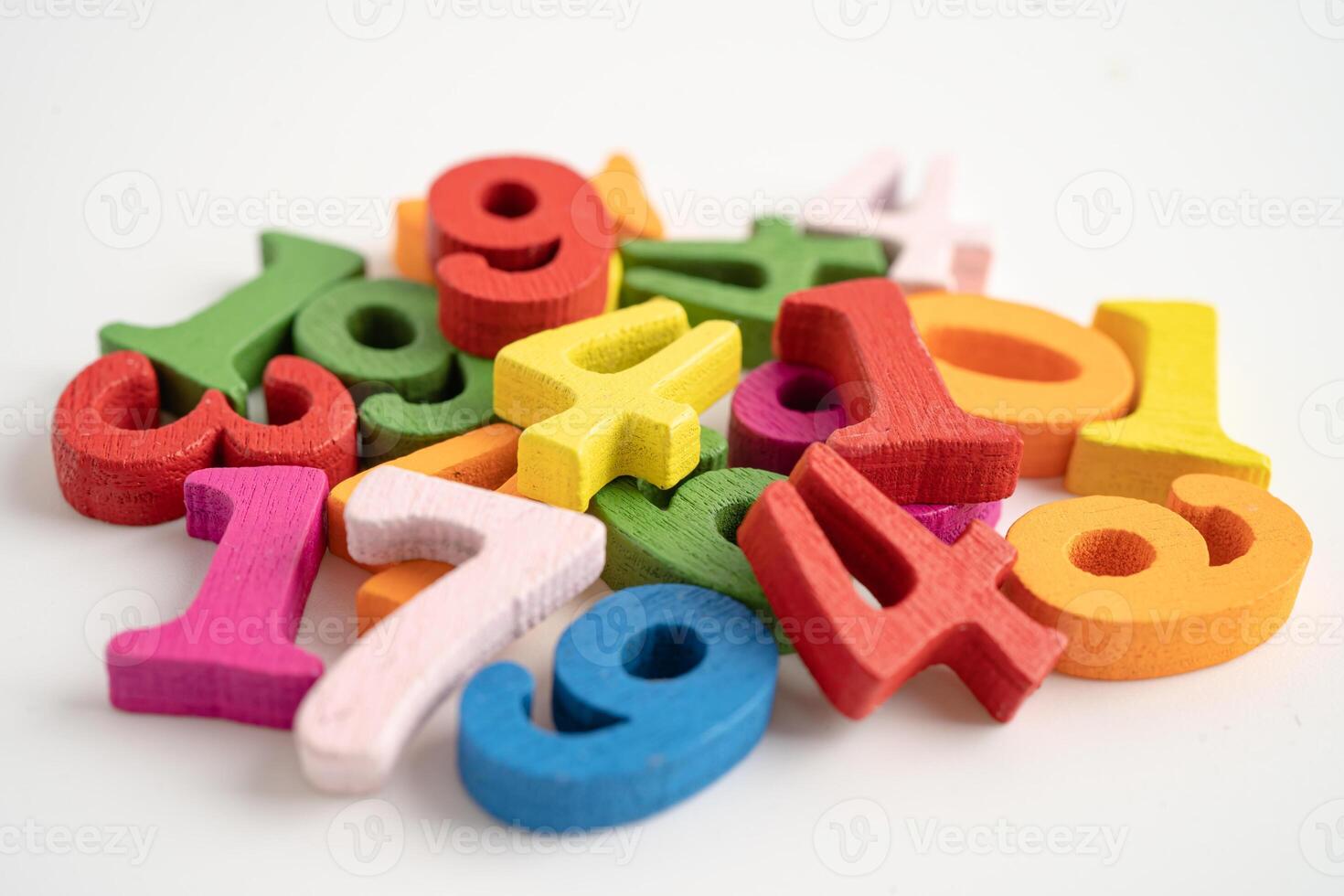 Math number colorful on white background, education study mathematics learning teach concept. photo