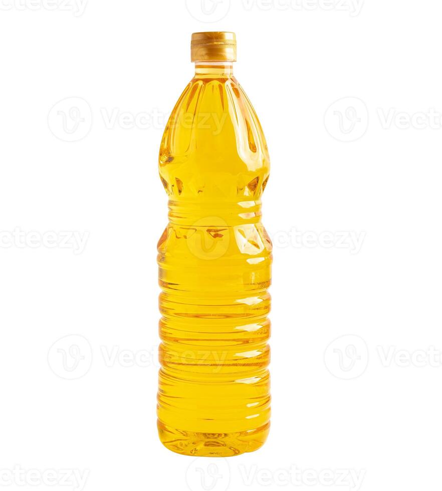 Vegetable oil with olive oil in different bottle for cooking isolated on white background with clipping path. photo