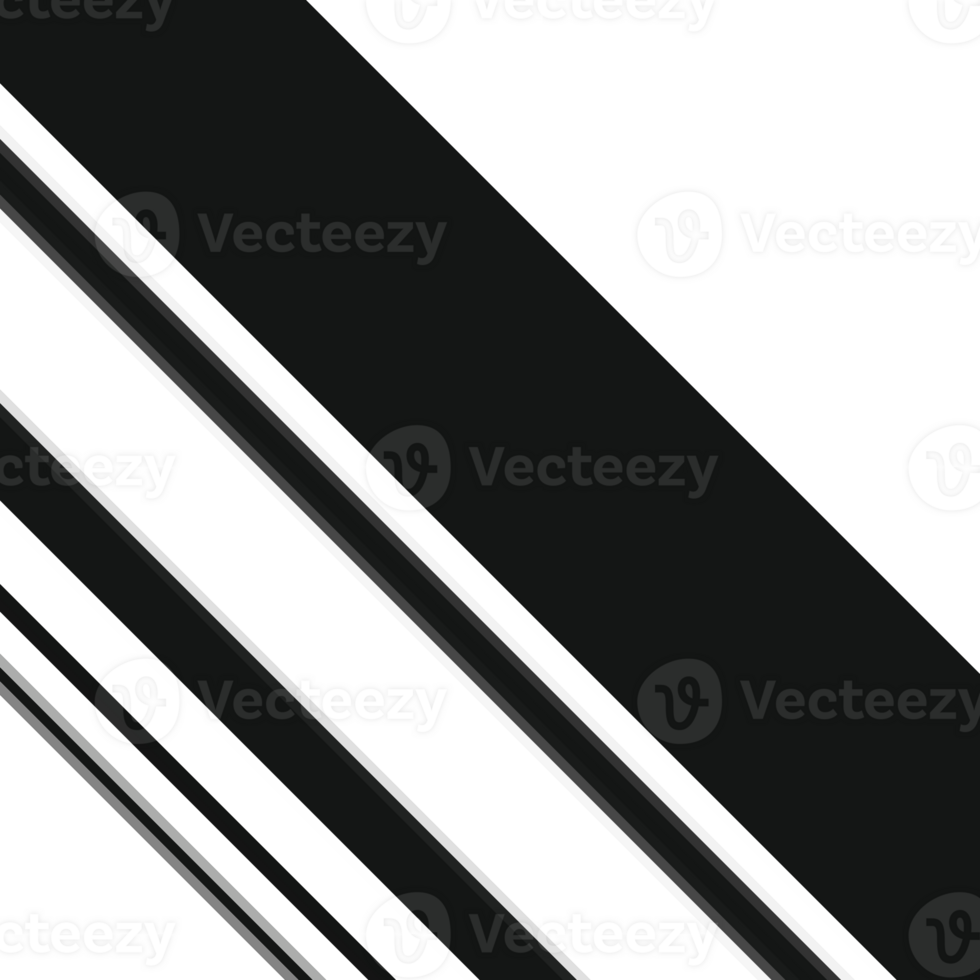 Black and white striped abstract background overlay. Motion effect. PNG graphic illustration with transparent background.