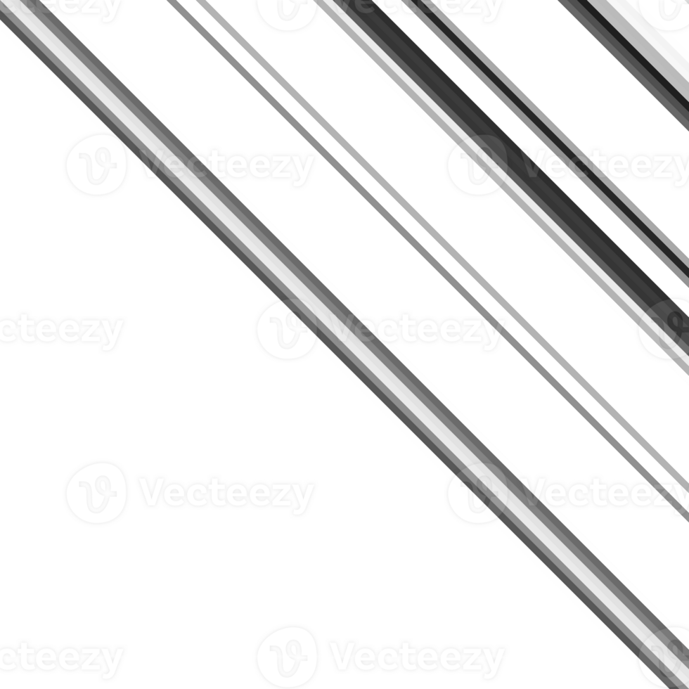 Black and white striped abstract background overlay. Motion effect. PNG graphic illustration with transparent background.