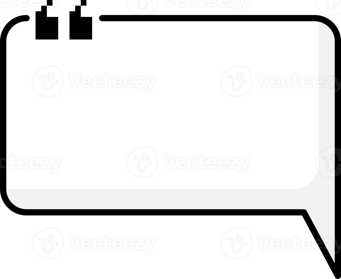 Black and white speech bubble balloon with quotation marks, icon sticker memo keyword planner text box banner, flat png transparent element design