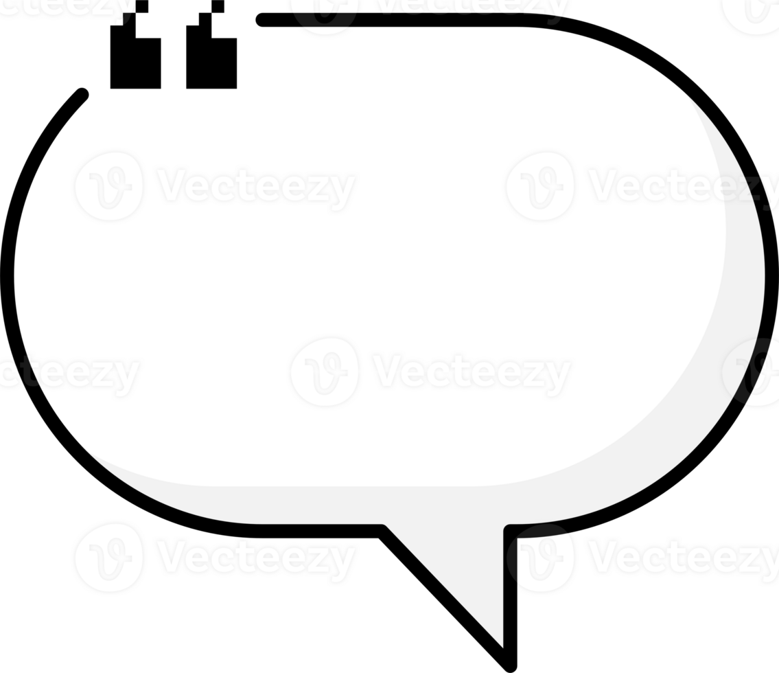 Black and white speech bubble balloon with quotation marks, icon sticker memo keyword planner text box banner, flat png transparent element design