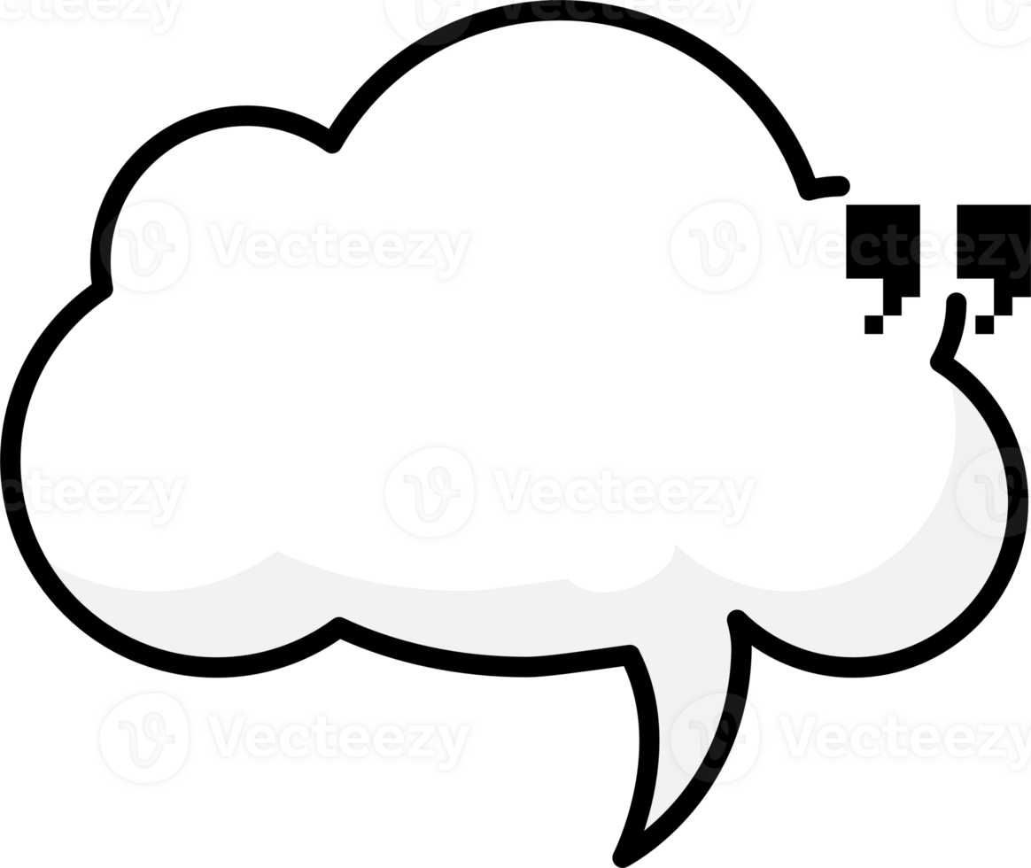 Black and white speech bubble balloon with quotation marks, icon sticker memo keyword planner text box banner, flat png transparent element design