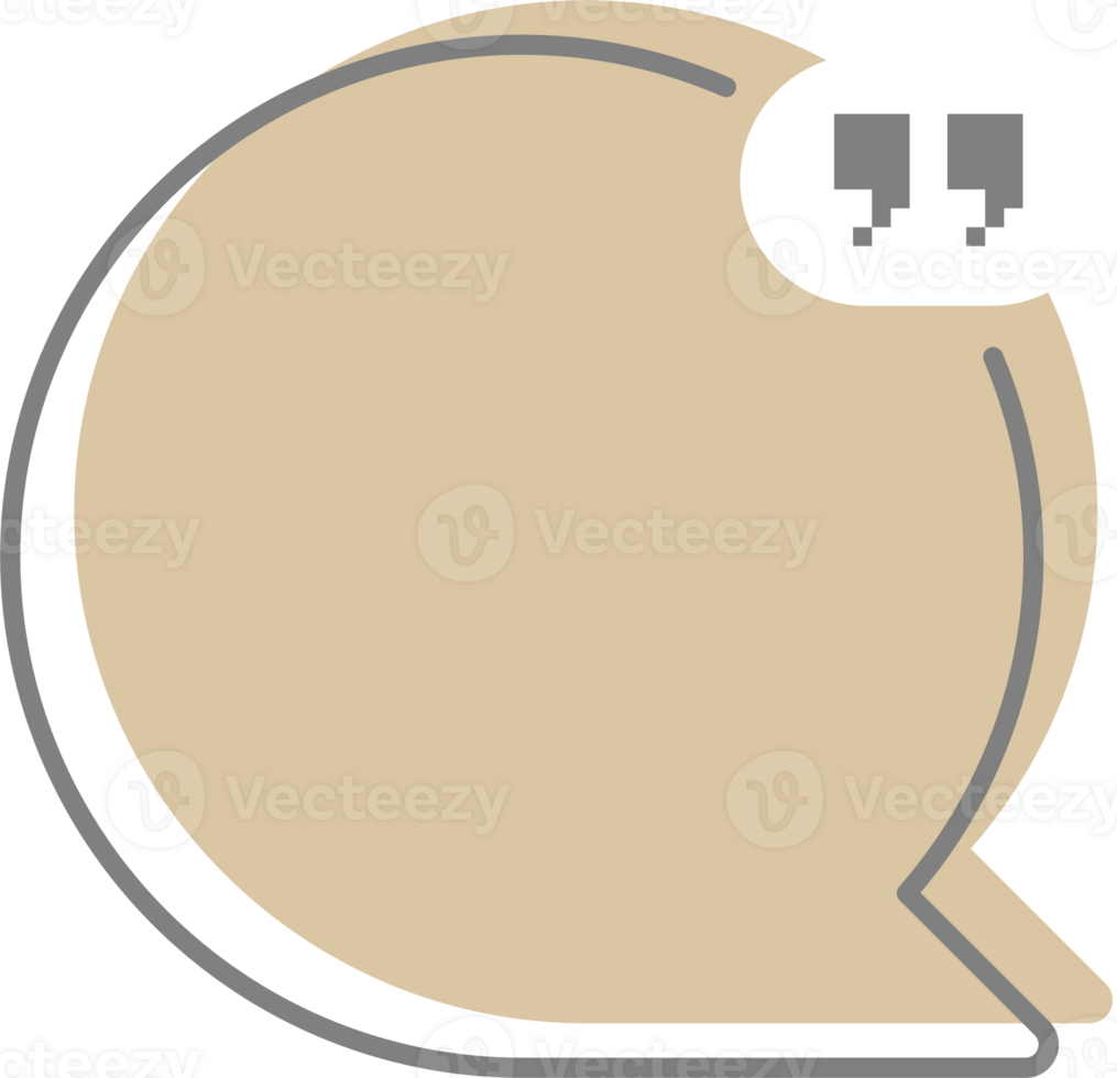 Colorful pastel brown color speech bubble balloon with quotation marks, icon sticker memo keyword planner text box banner, flat png transparent element design