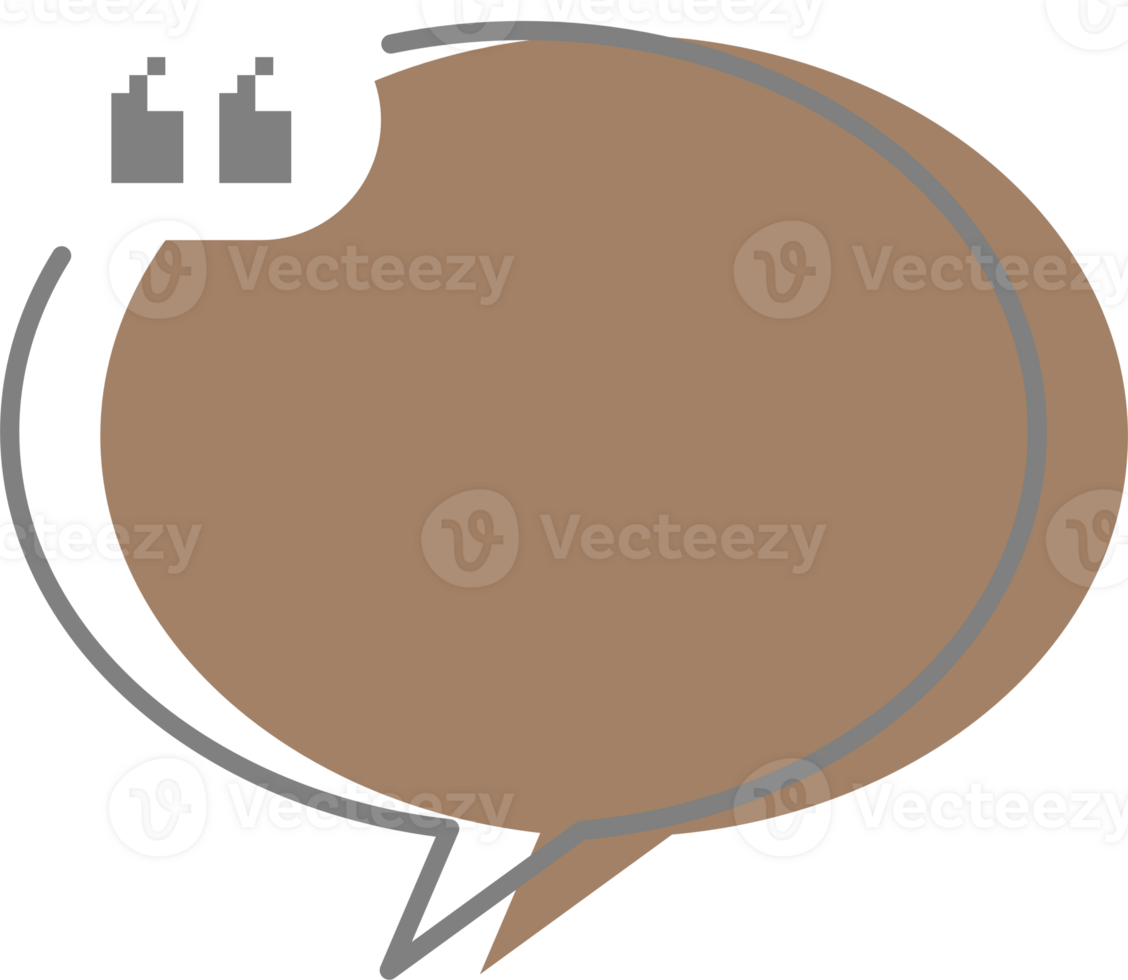 Colorful pastel brown color speech bubble balloon with quotation marks, icon sticker memo keyword planner text box banner, flat png transparent element design