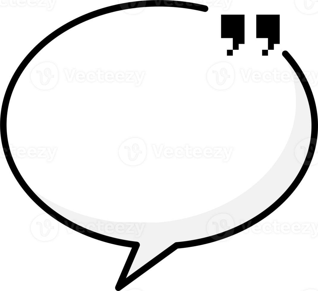 Black and white speech bubble balloon with quotation marks, icon sticker memo keyword planner text box banner, flat png transparent element design