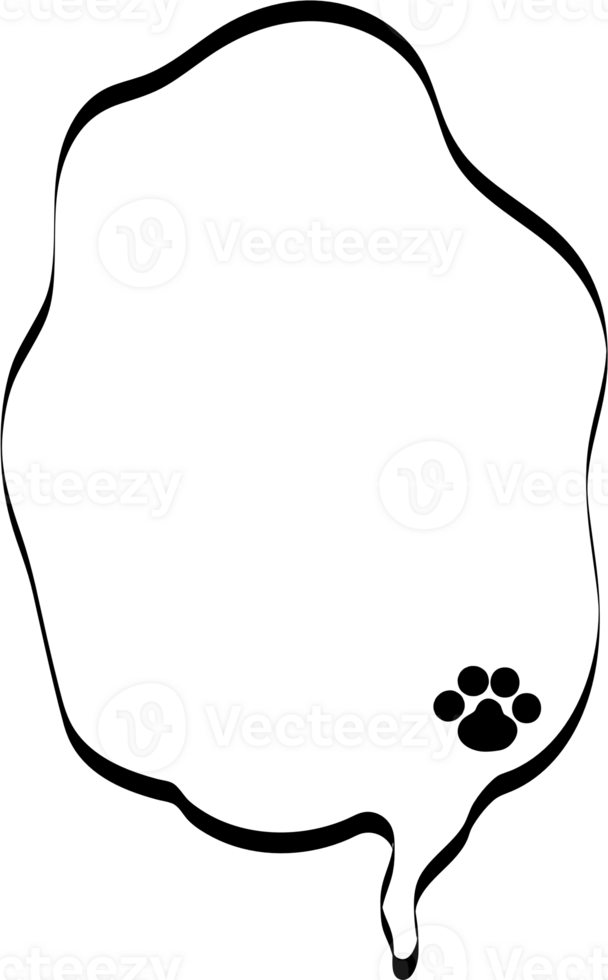 Animal pet paw Black and white color speech bubble balloon, icon sticker memo keyword planner text box banner, flat png transparent element design