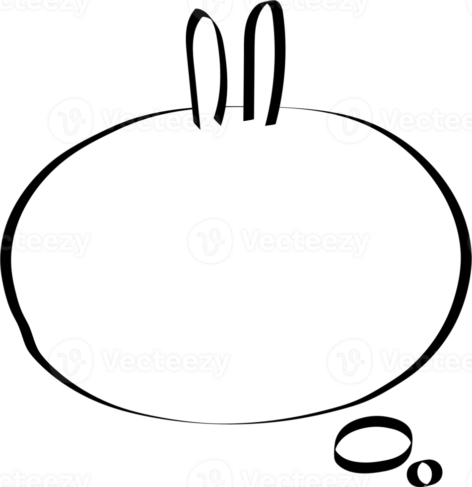 Animal pet bunny rabbit Black and white color speech bubble balloon, icon sticker memo keyword planner text box banner, flat png transparent element design