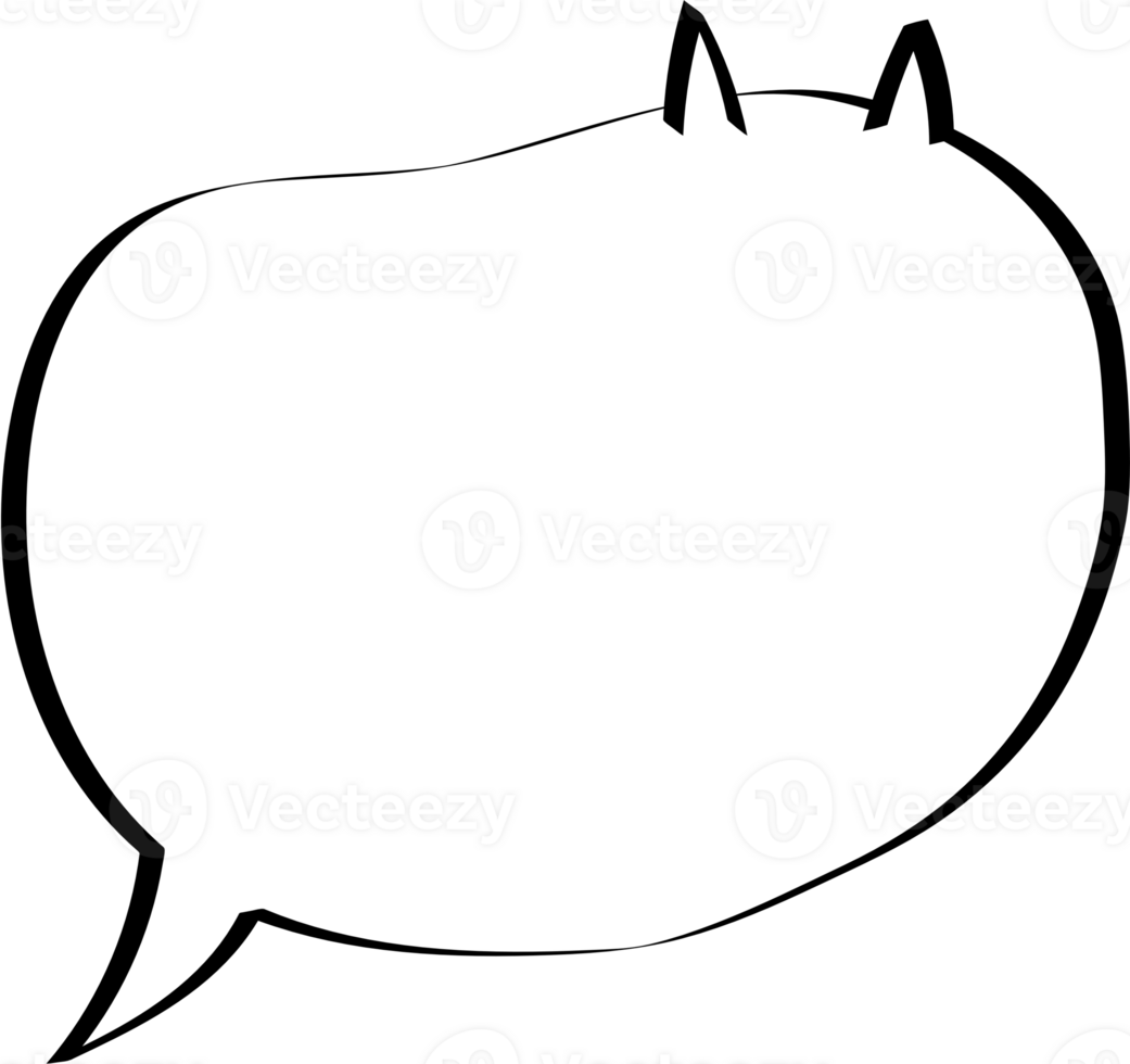 Animal pet cat Black and white color speech bubble balloon, icon sticker memo keyword planner text box banner, flat png transparent element design