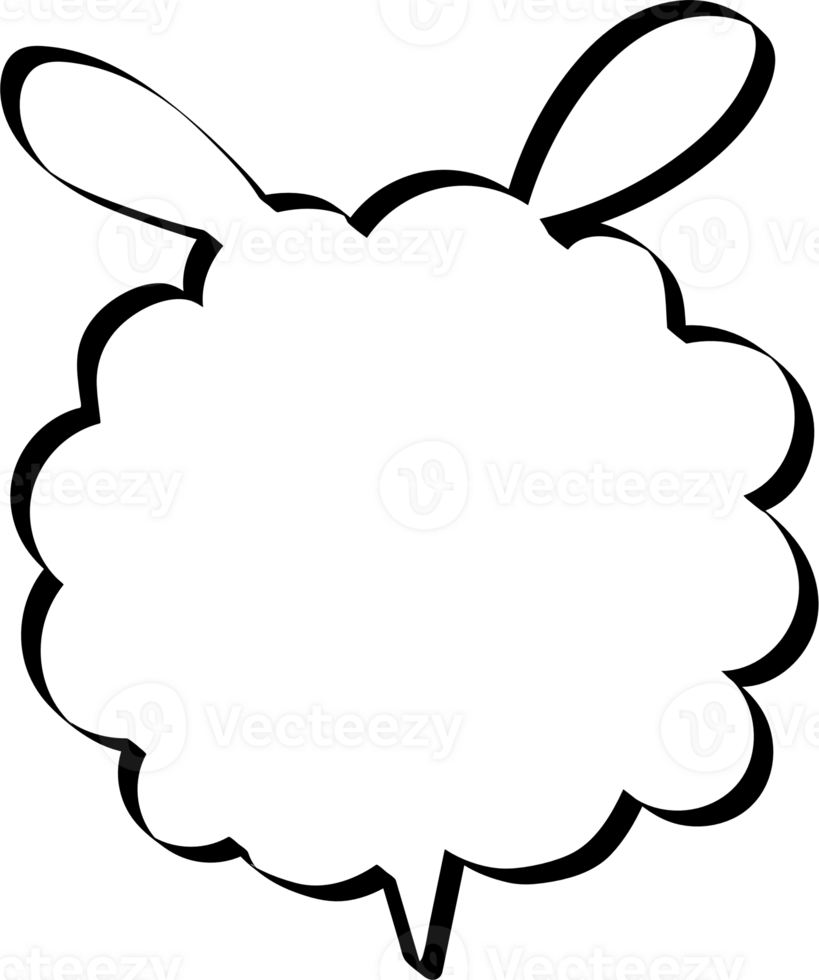 Animal pet bunny rabbit Black and white color speech bubble balloon, icon sticker memo keyword planner text box banner, flat png transparent element design