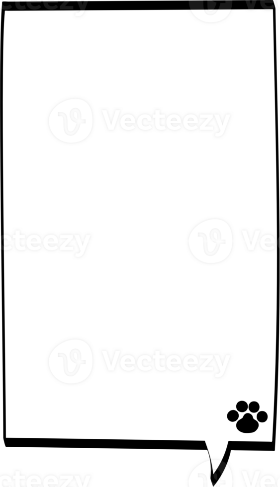 Animal pet paw Black and white color speech bubble balloon, icon sticker memo keyword planner text box banner, flat png transparent element design