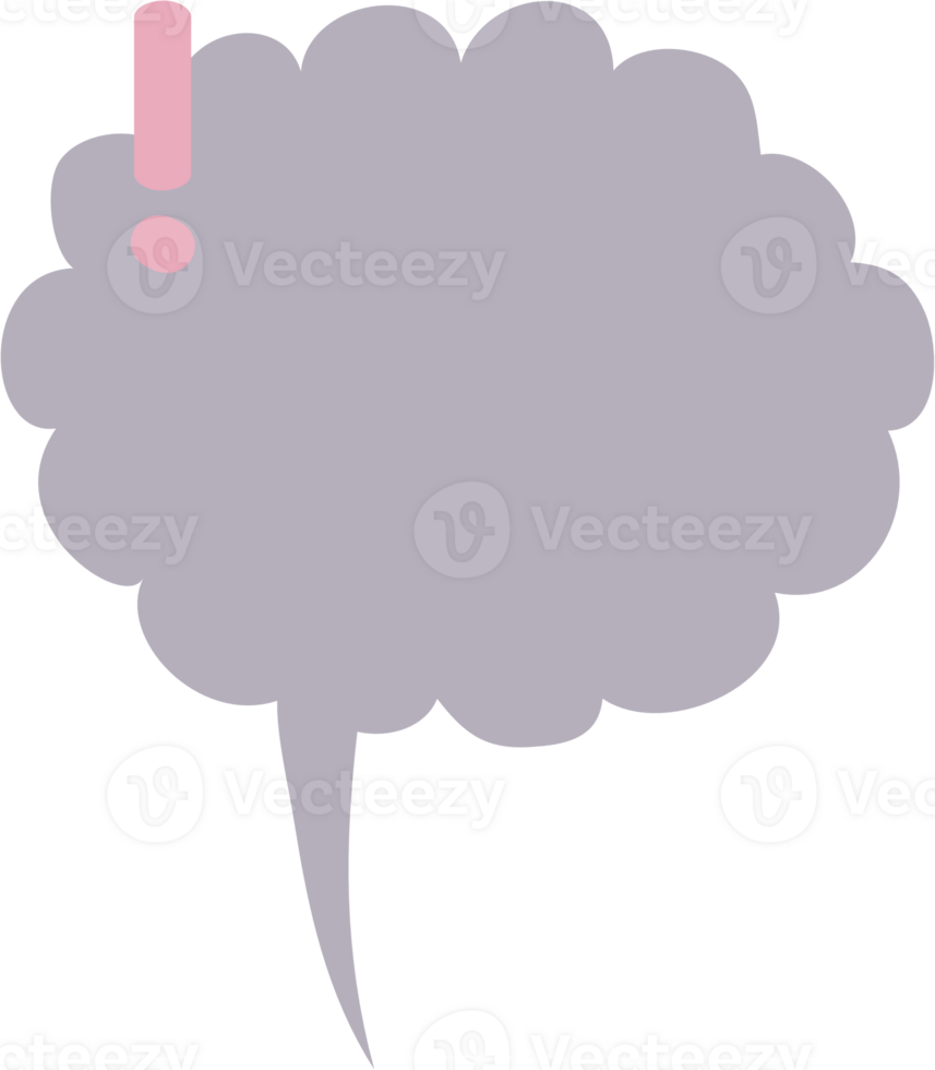Colorful pastel purple color speech bubble balloon with exclamation mark, icon sticker memo keyword planner text box banner, flat png transparent element design