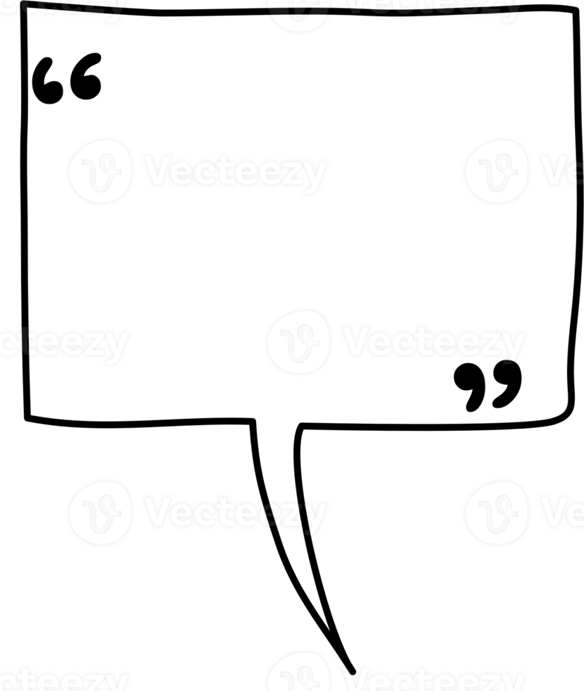 Black and white speech bubble balloon with quotation marks, icon sticker memo keyword planner text box banner, flat png transparent element design