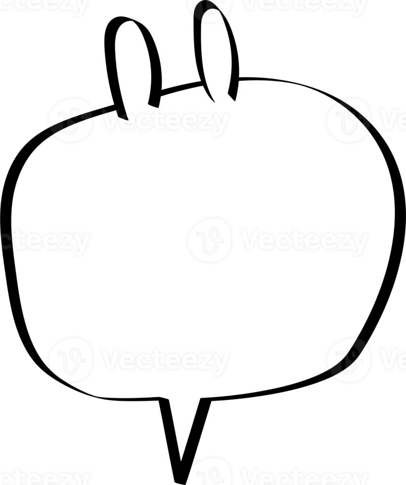 Animal pet bunny rabbit Black and white color speech bubble balloon, icon sticker memo keyword planner text box banner, flat png transparent element design