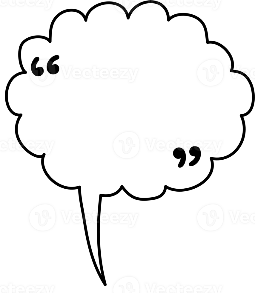 Black and white speech bubble balloon with quotation marks, icon sticker memo keyword planner text box banner, flat png transparent element design