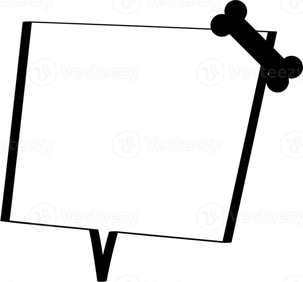 Animal pet boneBlack and white color speech bubble balloon, icon sticker memo keyword planner text box banner, flat png transparent element design