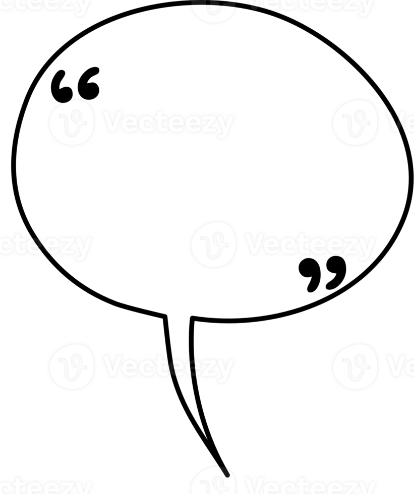 Black and white speech bubble balloon with quotation marks, icon sticker memo keyword planner text box banner, flat png transparent element design