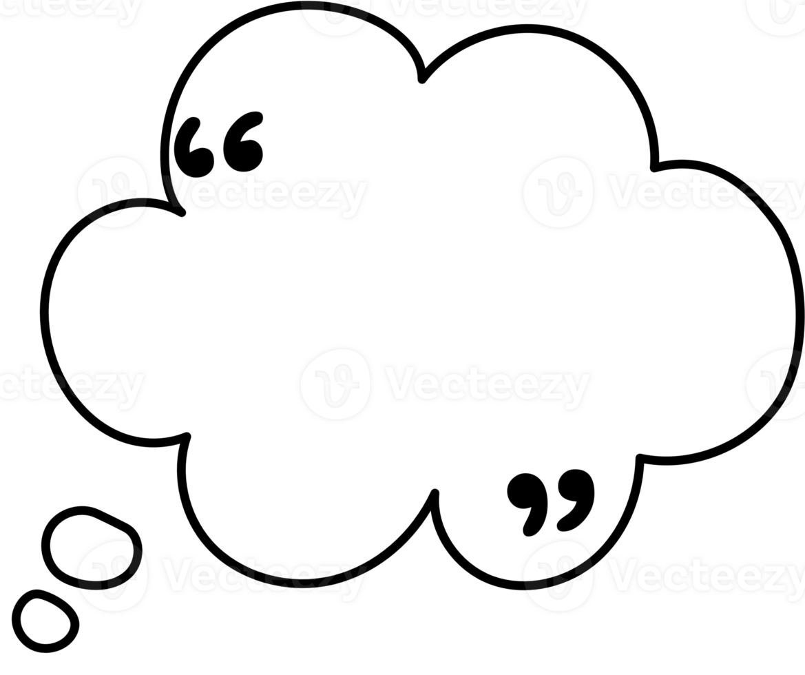 Black and white speech bubble balloon with quotation marks, icon sticker memo keyword planner text box banner, flat png transparent element design