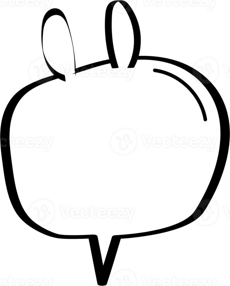 Animal pet bunny rabbit Black and white color speech bubble balloon, icon sticker memo keyword planner text box banner, flat png transparent element design
