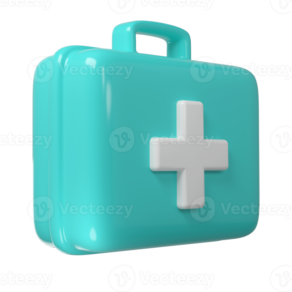 3d rendering of first aid medical box with cross icon. Healthcare industry supplies and drugs png