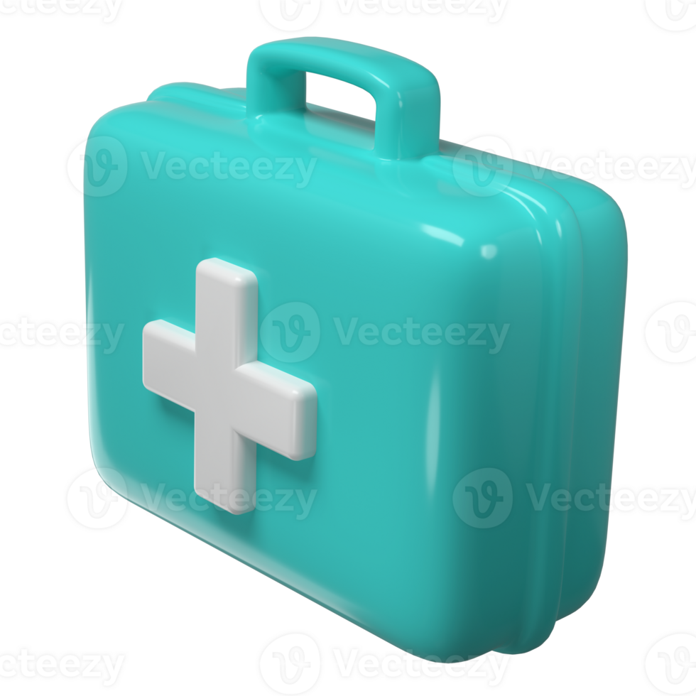 3d rendering of first aid medical box with cross icon. Healthcare industry supplies and drugs png
