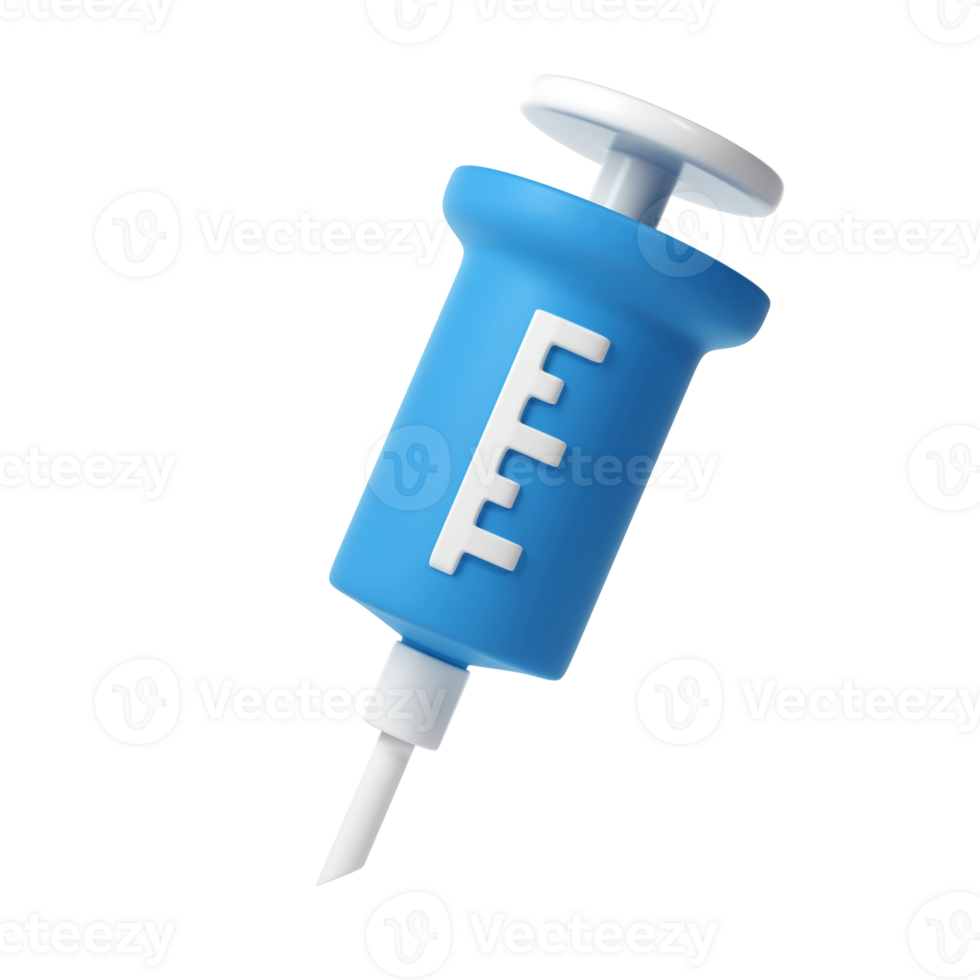 3d Medical Syringe icon with Needle Plasticine transparent Cartoon Style Vaccination Concept illustration png