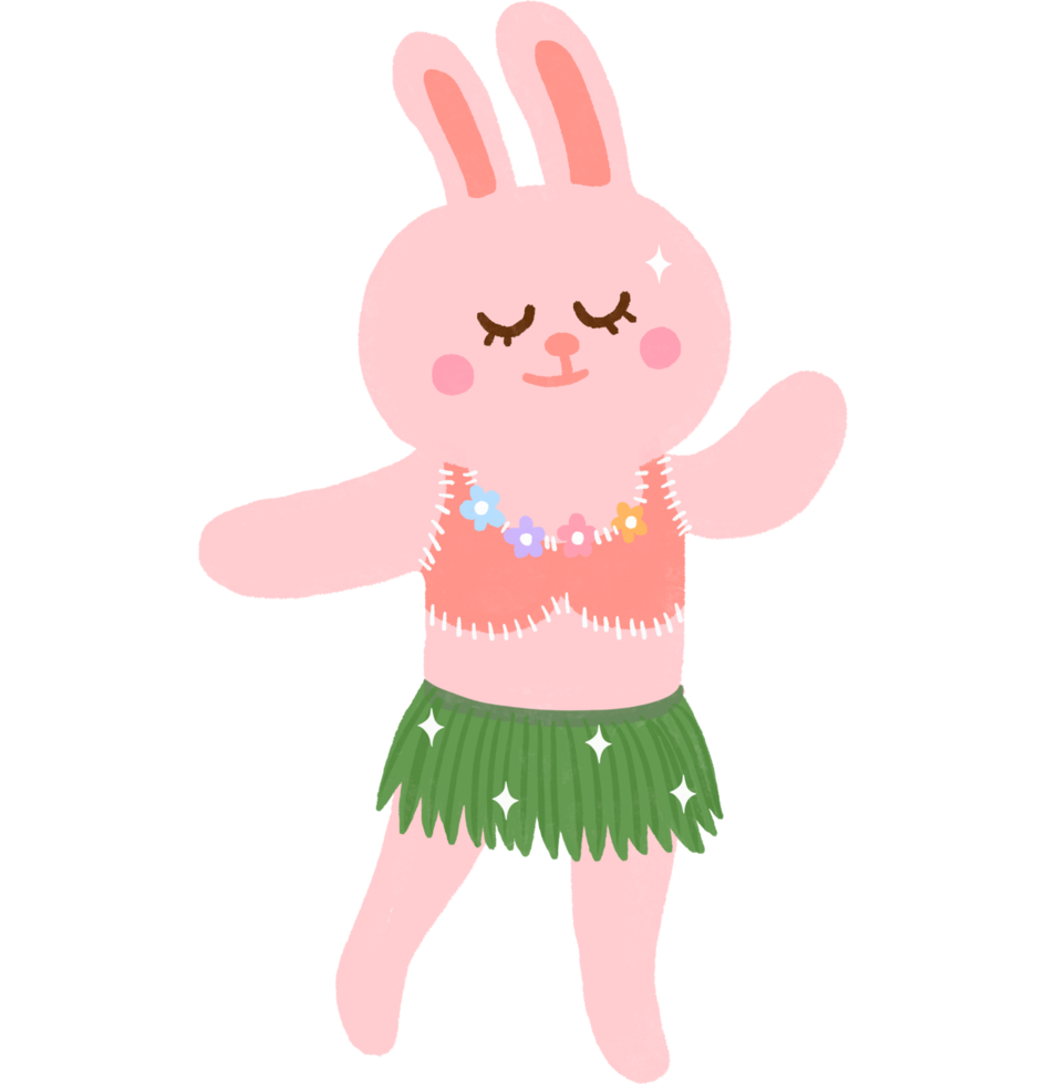 hawaii party rabbit character. illustration on transparent background png