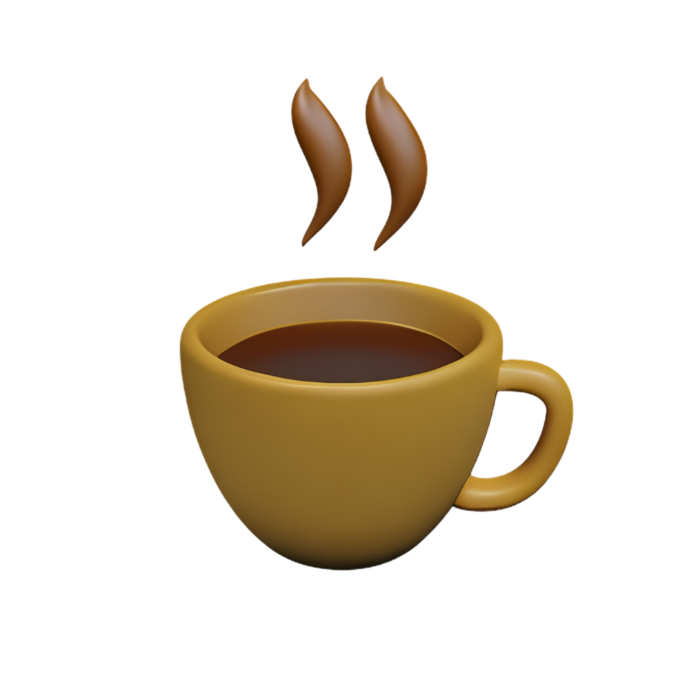 AI generated Cup of hot coffee 3d illustration, rendering, icon isolated. png