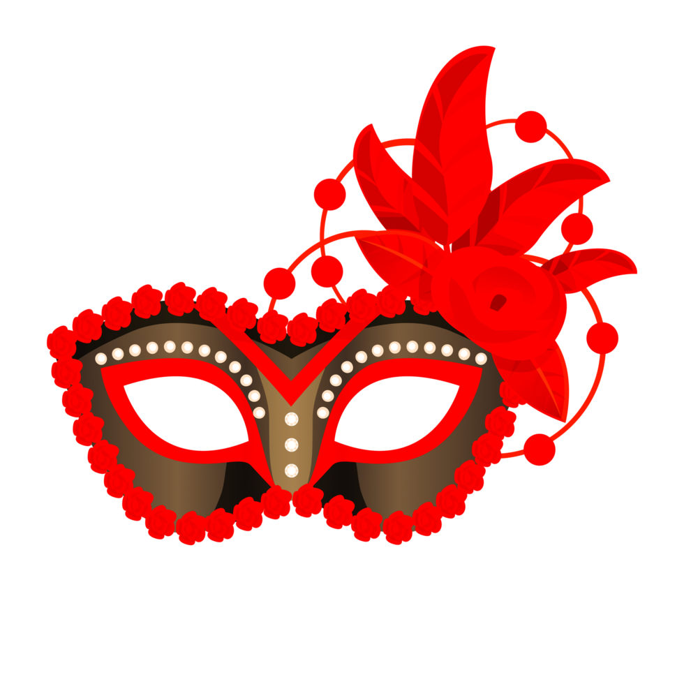 röd karneval mask med fjädrar fri png