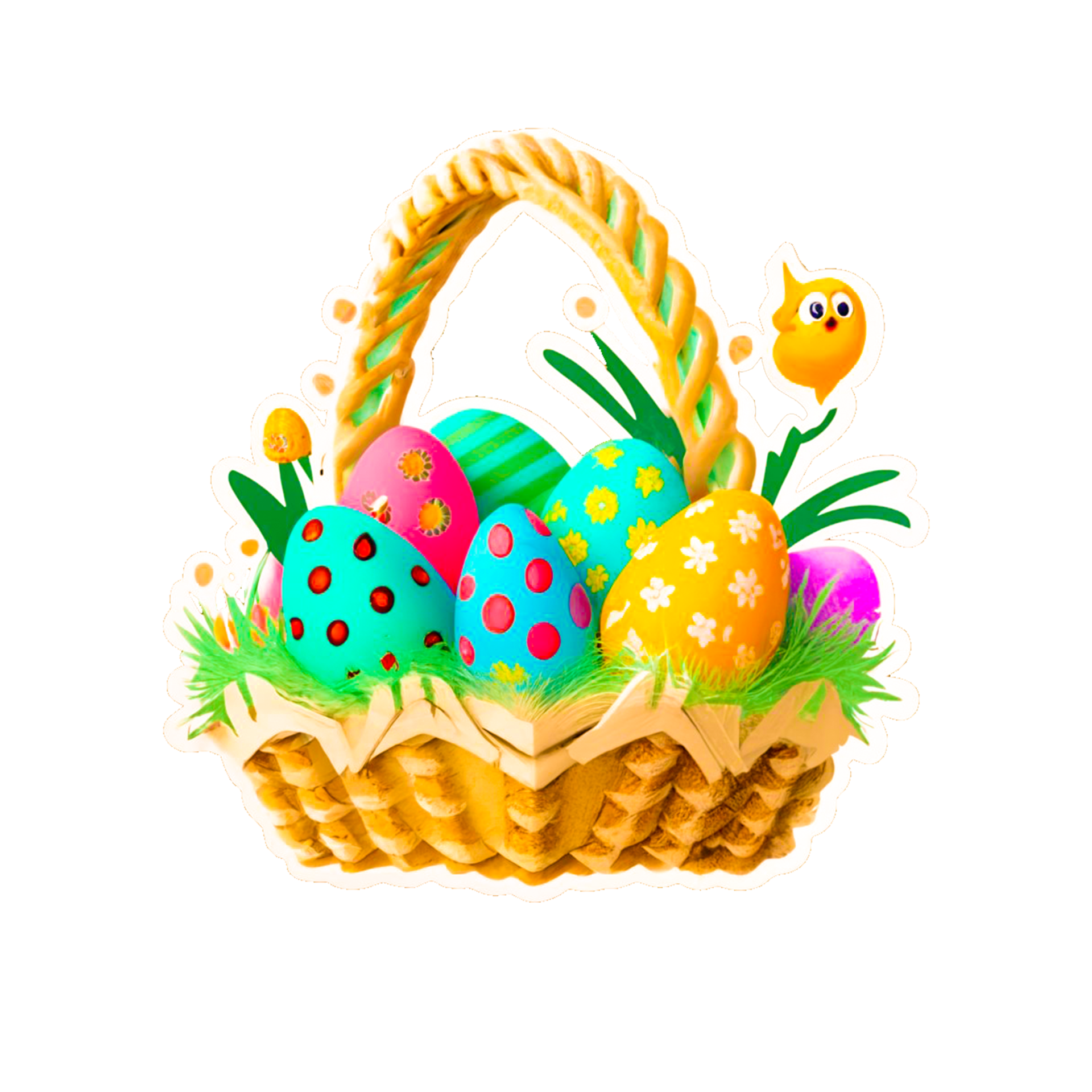 AI generated Cartoon Easter Eggs basket Png 39095189 PNG