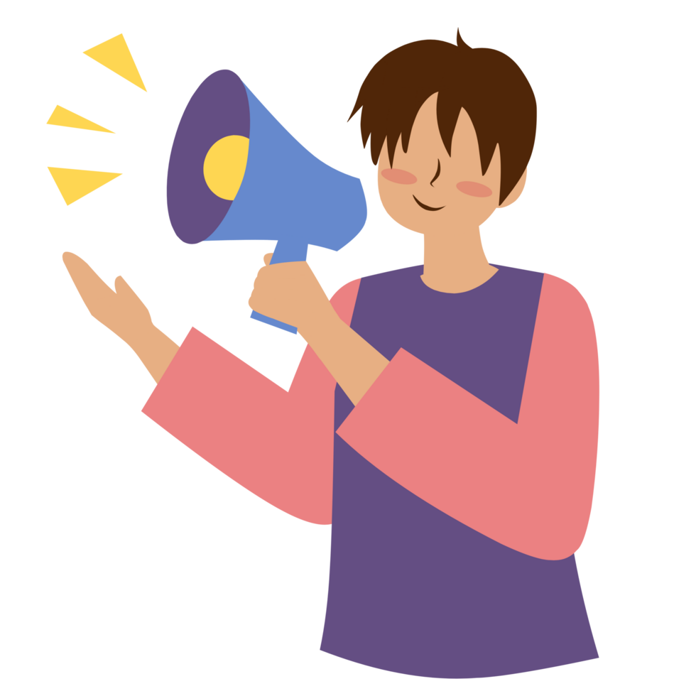 Boy talking through megaphone png