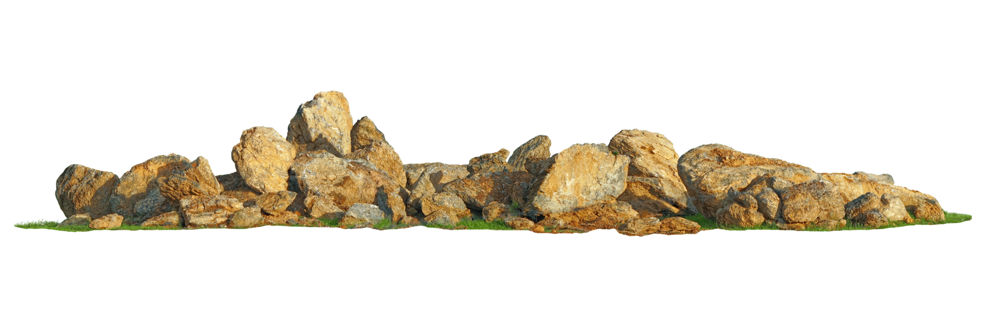 Large stone pile Isolated on PNGs transparent background , Use for visualization in architectural design or garden decorate
