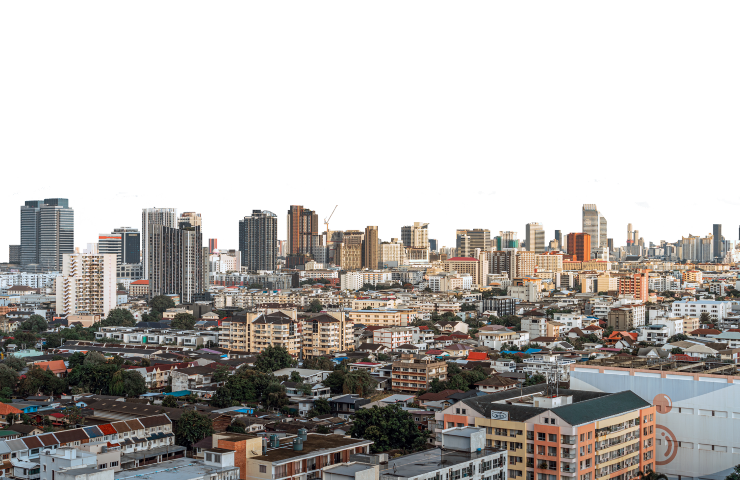 city skyline Isolated on PNGs transparent background, Use for visualization in architectural presentation