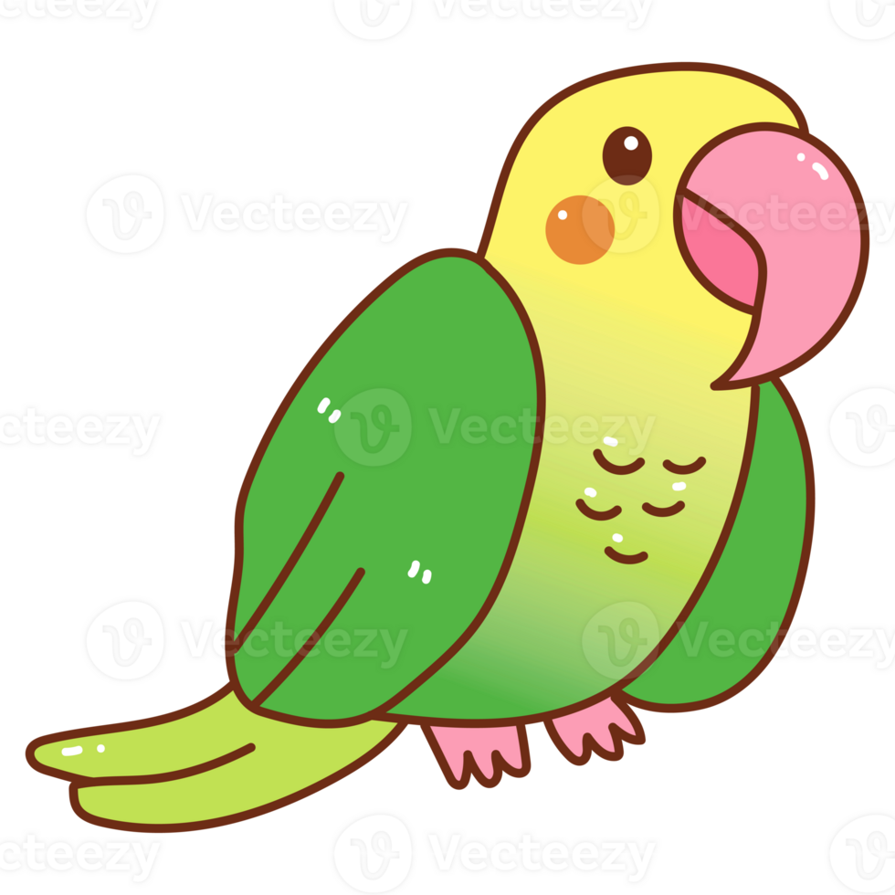 green parrot cartoon doodle png