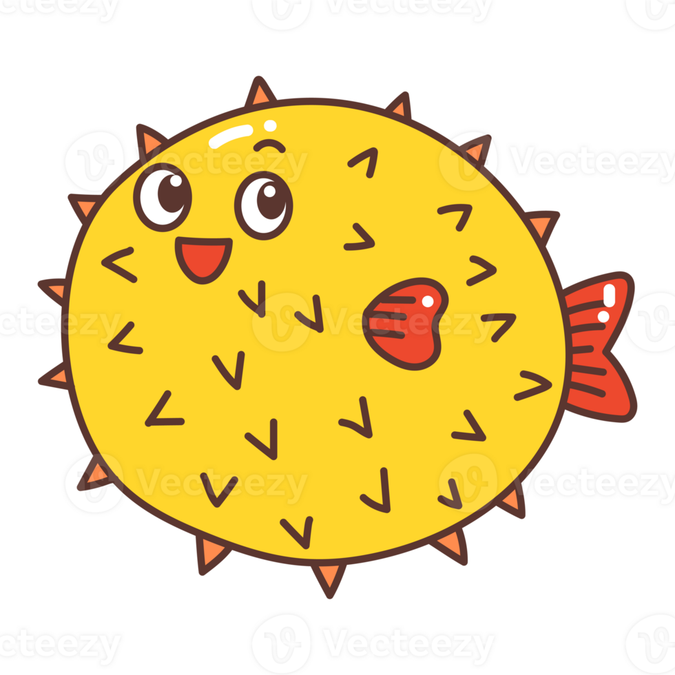 puffer fish doodle cartoon png