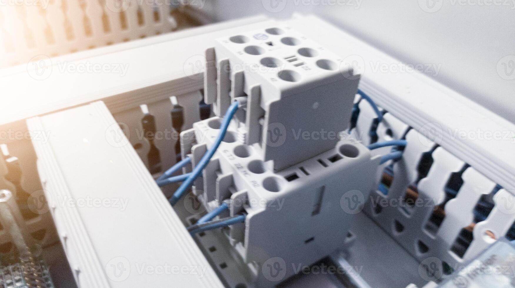 Electrical Magnetic Contactor relay on the circuit control machine. photo