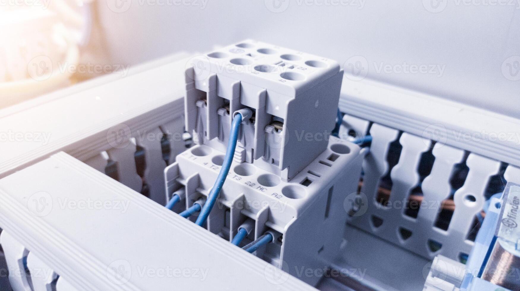 Electrical Magnetic Contactor relay on the circuit control machine. photo