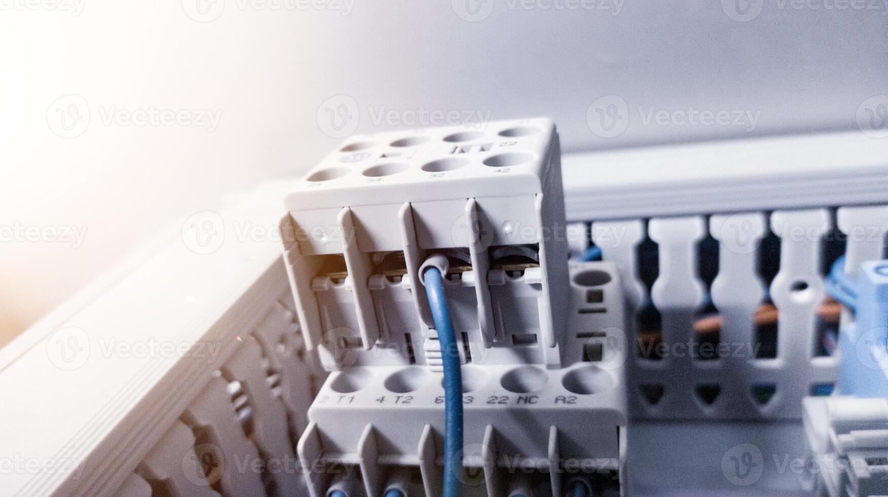 Electrical Magnetic Contactor relay on the circuit control machine. photo