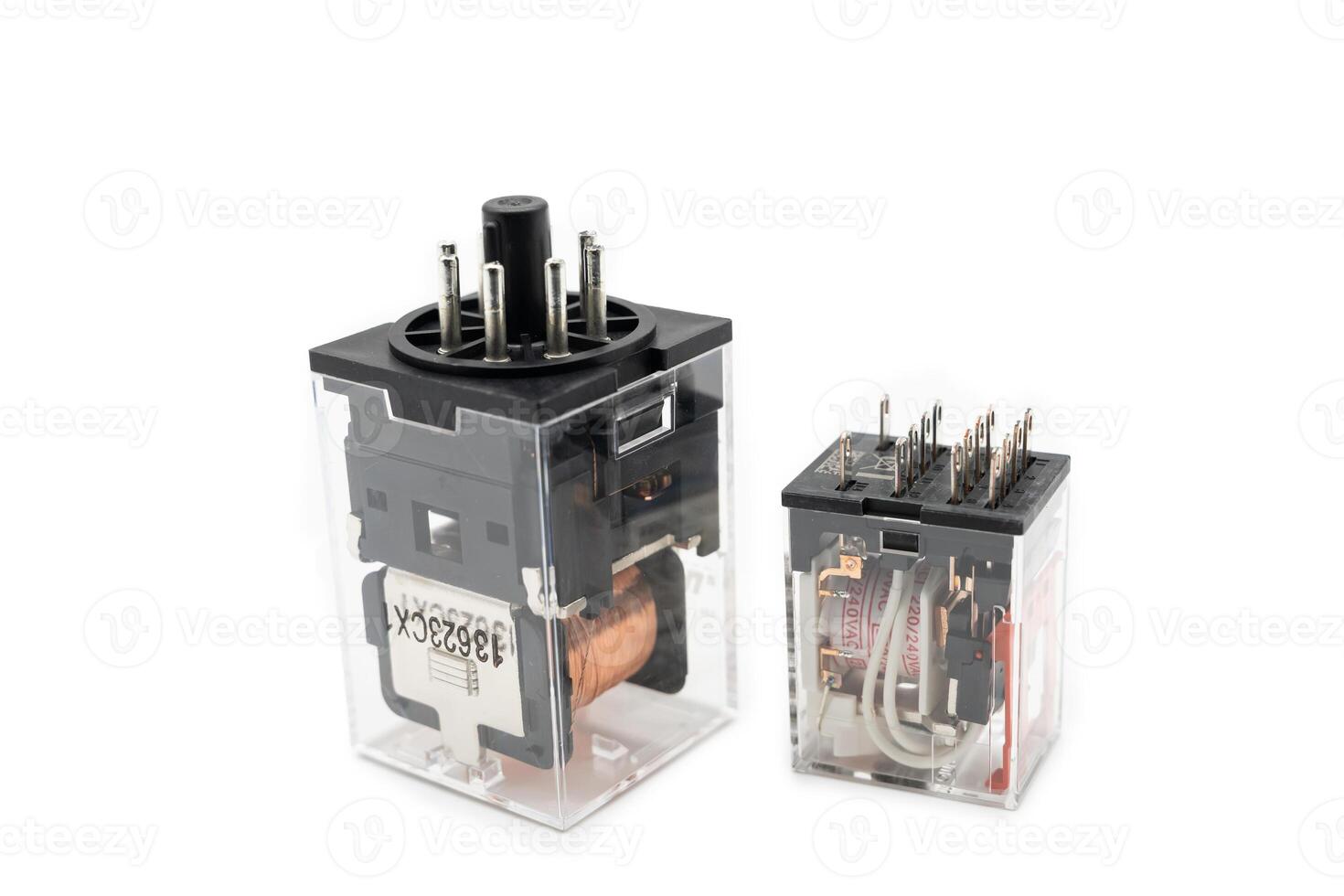 Electrical relays suitable for many electrical and electronics applications. electrical control relays. Isolated on white background. photo
