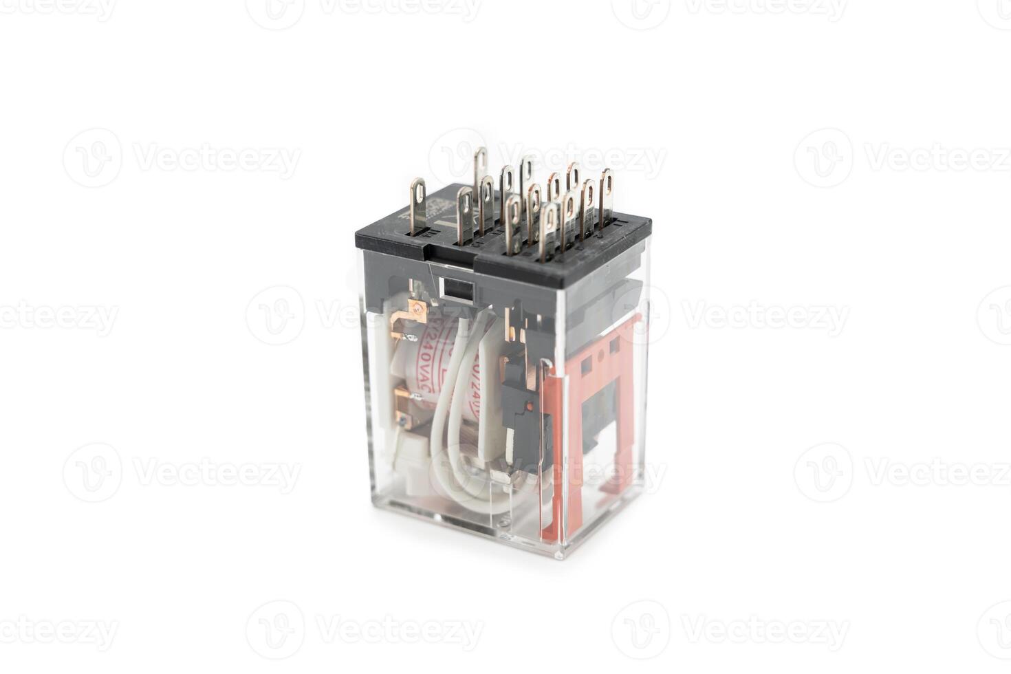 Electrical relays suitable for many electrical and electronics applications. electrical control relays. Isolated on white background. photo