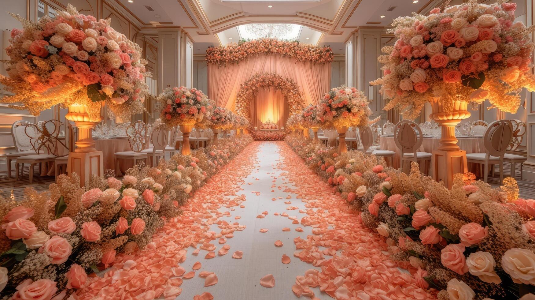 AI generated Wedding background adorned with gorgeous flowers, generative AI Free Photo