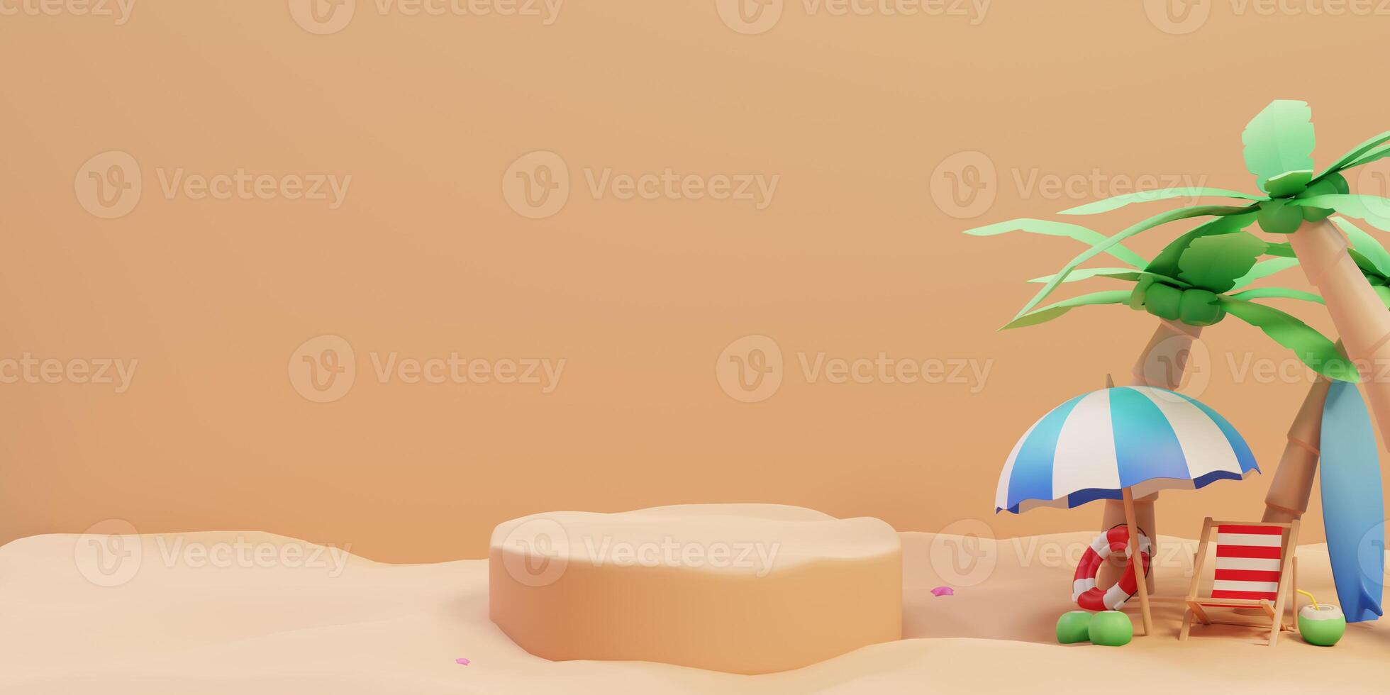 Summertime Background with Blank Podium photo